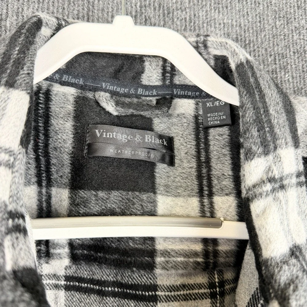 Vintage & Black Weatherproof XL Flannel Shirt Jacket NWT Fleece Lined Black Grey